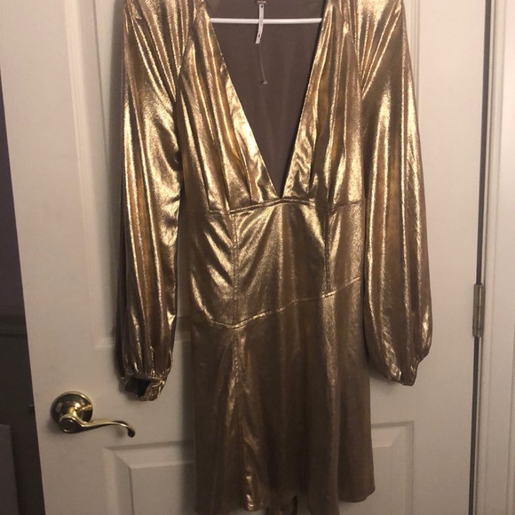 Free People gold party dress size 8 - Picture 2 of 7